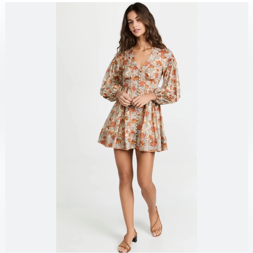Zimmermann Andie Buttoned Mini Dress in Blue Floral 0P - Picture 4 of 14